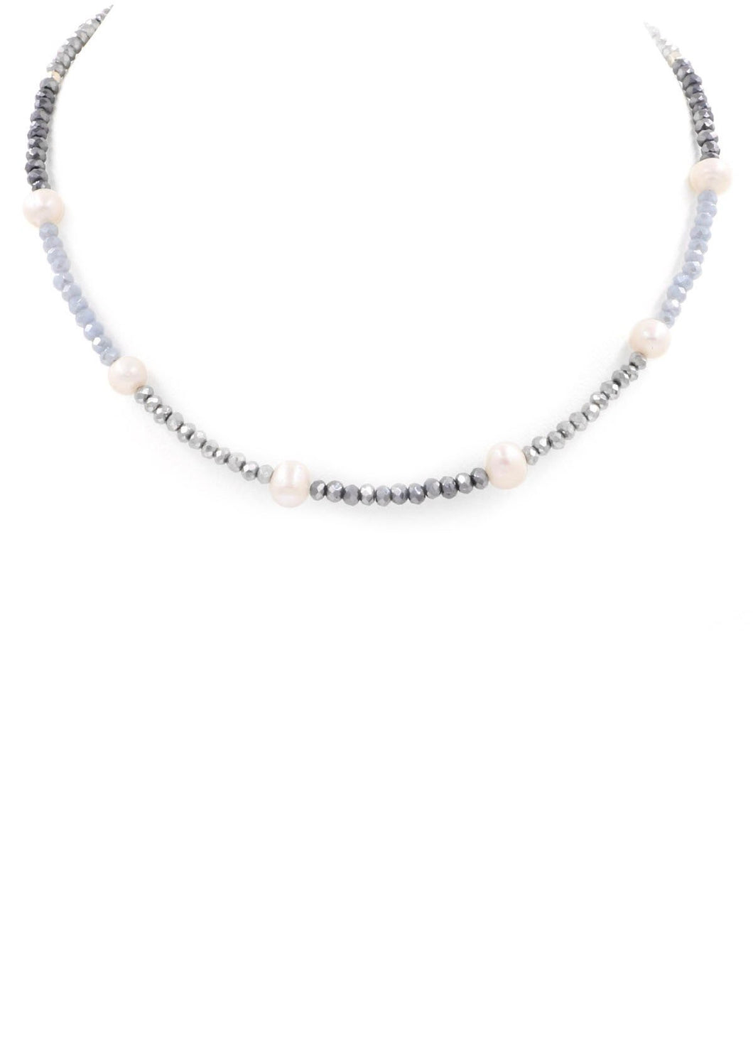 Faceted Bead Pearl Necklace