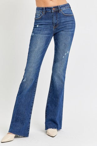 Risen Dark Wash Mid Rise Flare Jean