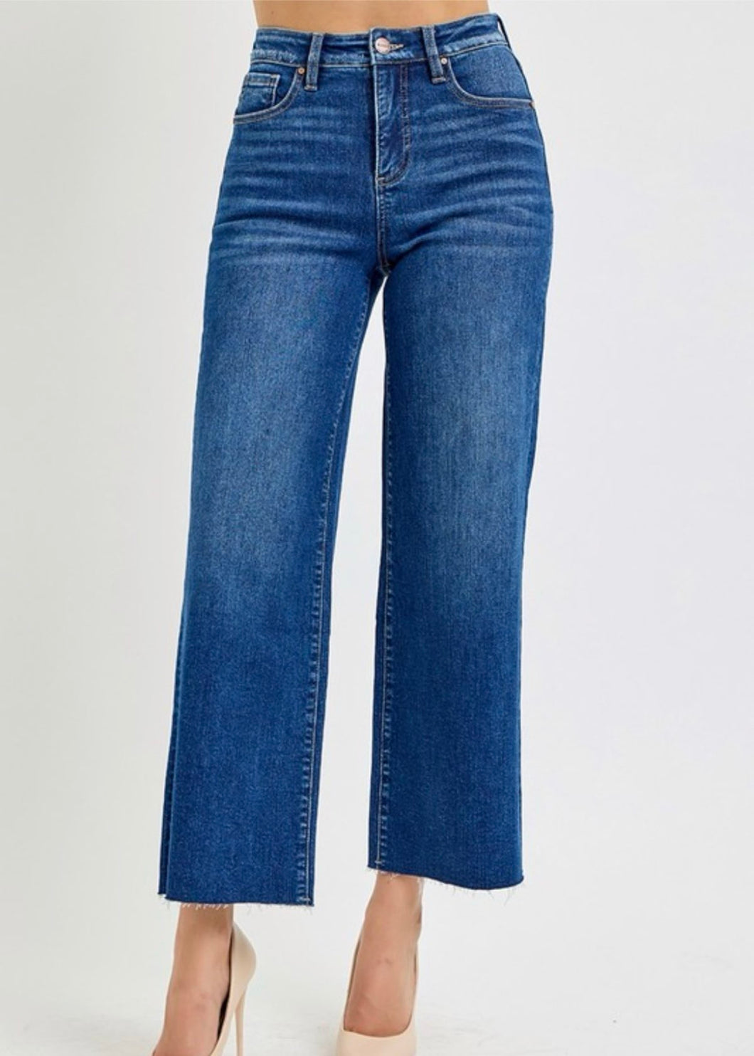 Risen Tummy Control Wide Crop Jeans