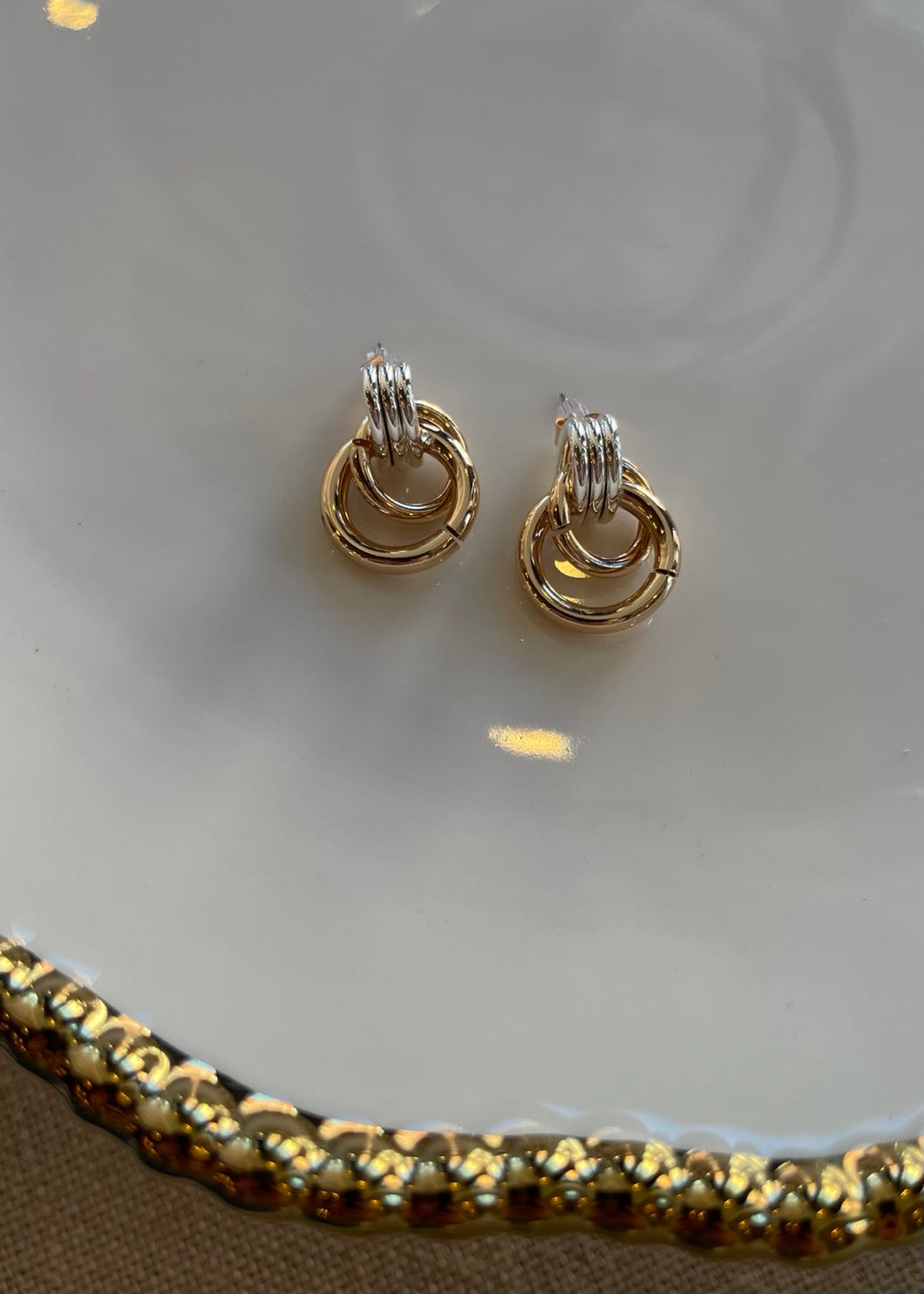 Two Tone Ring Stack Earrings