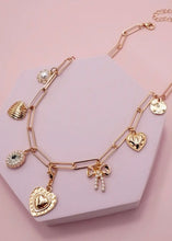 Load image into Gallery viewer, Bow, Heart, Pearl Charm Necklace
