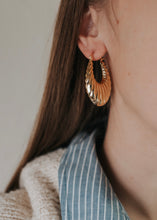 Load image into Gallery viewer, 18K Gold Dipped Textured Crescent Hoop Earrings
