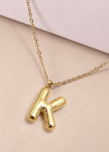 Load image into Gallery viewer, 18K Stainless Steel Bubble Initial Necklace
