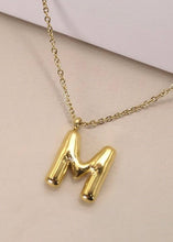 Load image into Gallery viewer, 18K Stainless Steel Bubble Initial Necklace
