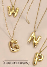 Load image into Gallery viewer, 18K Stainless Steel Bubble Initial Necklace
