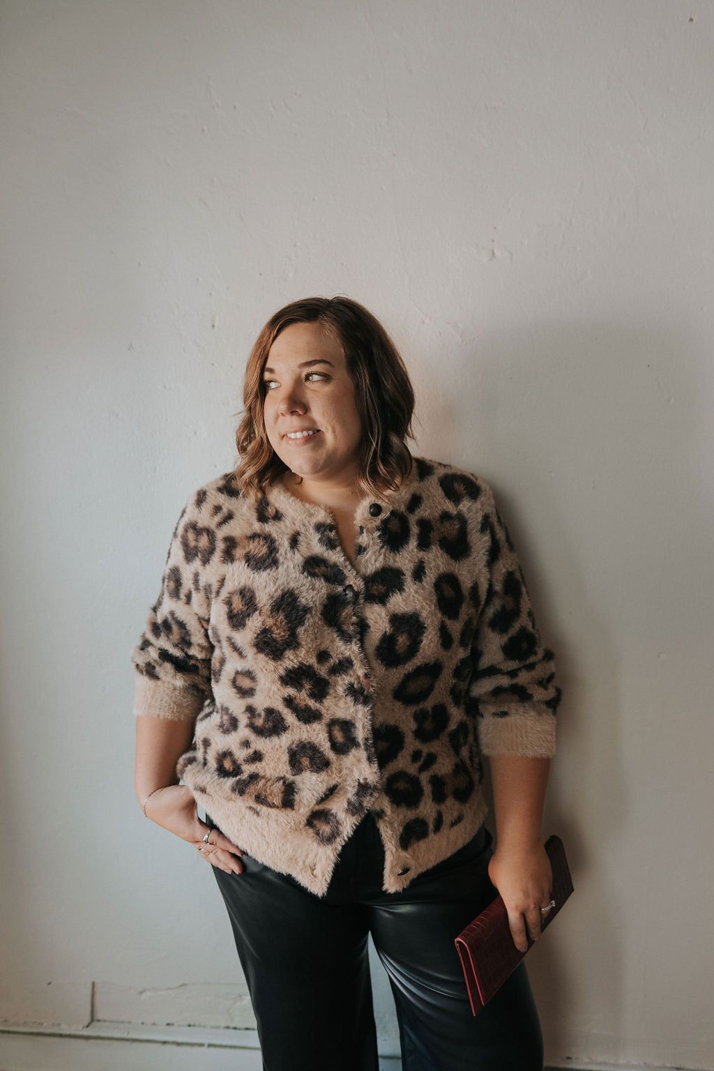 Extended Leopard Button Cardigan