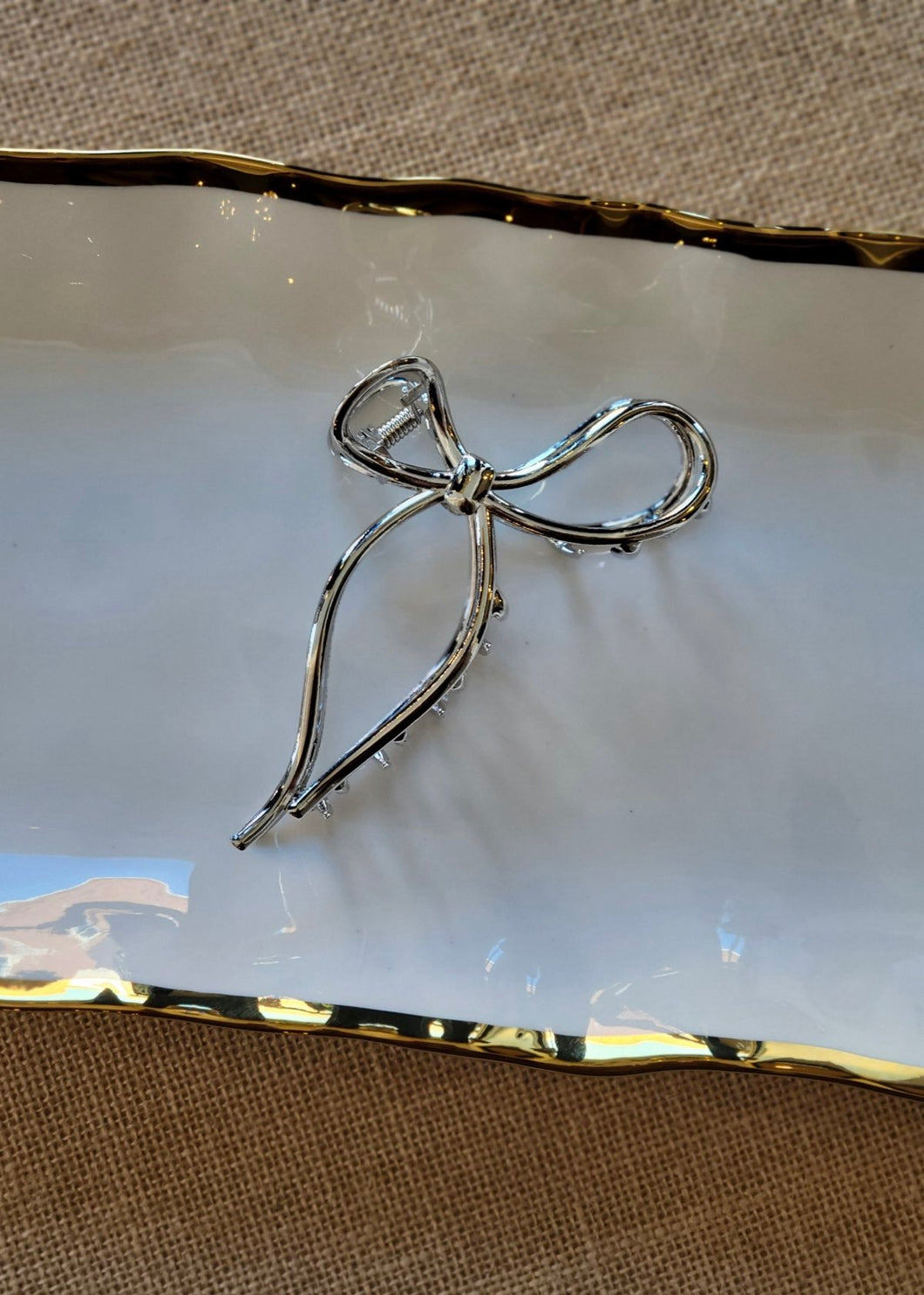 Shiny Metal Bow Claw Clip