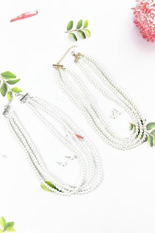 3 Layer Pearl Necklace Set
